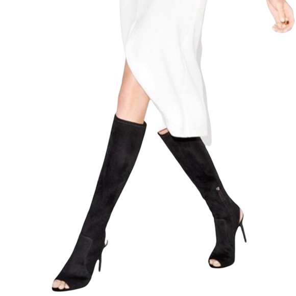 Nine West Lettie Knee High Peep Toe Boot Size 7 1/2 - Picture 3 of 10